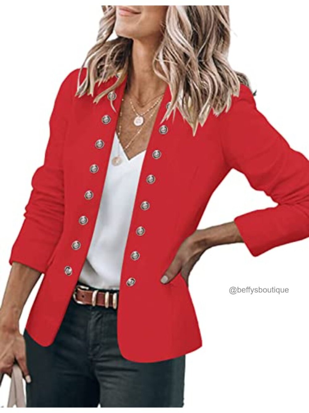 Women's Business Casual Open Front Blazer Suit Jacket with Pockets Long Sleeve